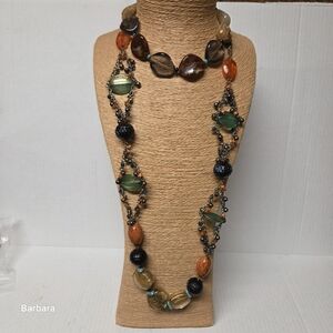 Vtg Boho Tribal Multi-strand Chunky Bead Statement Necklace & Acrylic Necklace